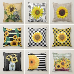 Sunflower Pillow Cover, Yellow Green Pillow Cover, Summer Trend Cushion Case, Decorative Pillow Case, Bedding Decor, Housewarming Pillow