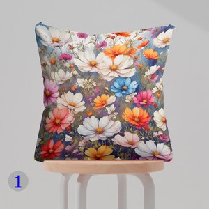 Capa de Almofada Floral, Capa de Almofada Floral Colorida, Capa de Almofada Moderna com Flores, Fronhas com Flores Vivas, Fronhas Decorativas