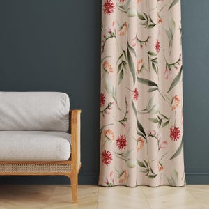 Pink Peony Floral Curtain, Watercolor Floral Curtain Panel, Soft Flower Window Curtain, Romantic Floral Print Curtains, Light Floral Curtain