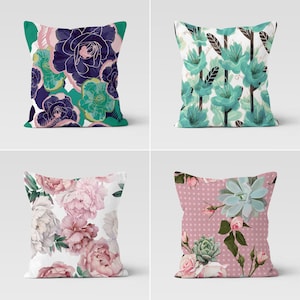 Pink Floral Pillow Cover, Powder Pink Rose Decorative Pillow Case, Bedding Home Decor, Housewarming Pillow Cover, Farmhouse Pillow