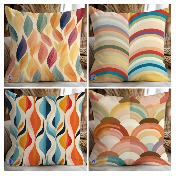 Abstract Leaf Pillow Covers, Mid-century Modern Cushion Covers