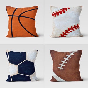 Sports Throw Pillow Cover, Soccer Pillow, Football Cushion Cover, Basketball Throw Pillow Case, Baseball Decorative Pillows, Home Gift