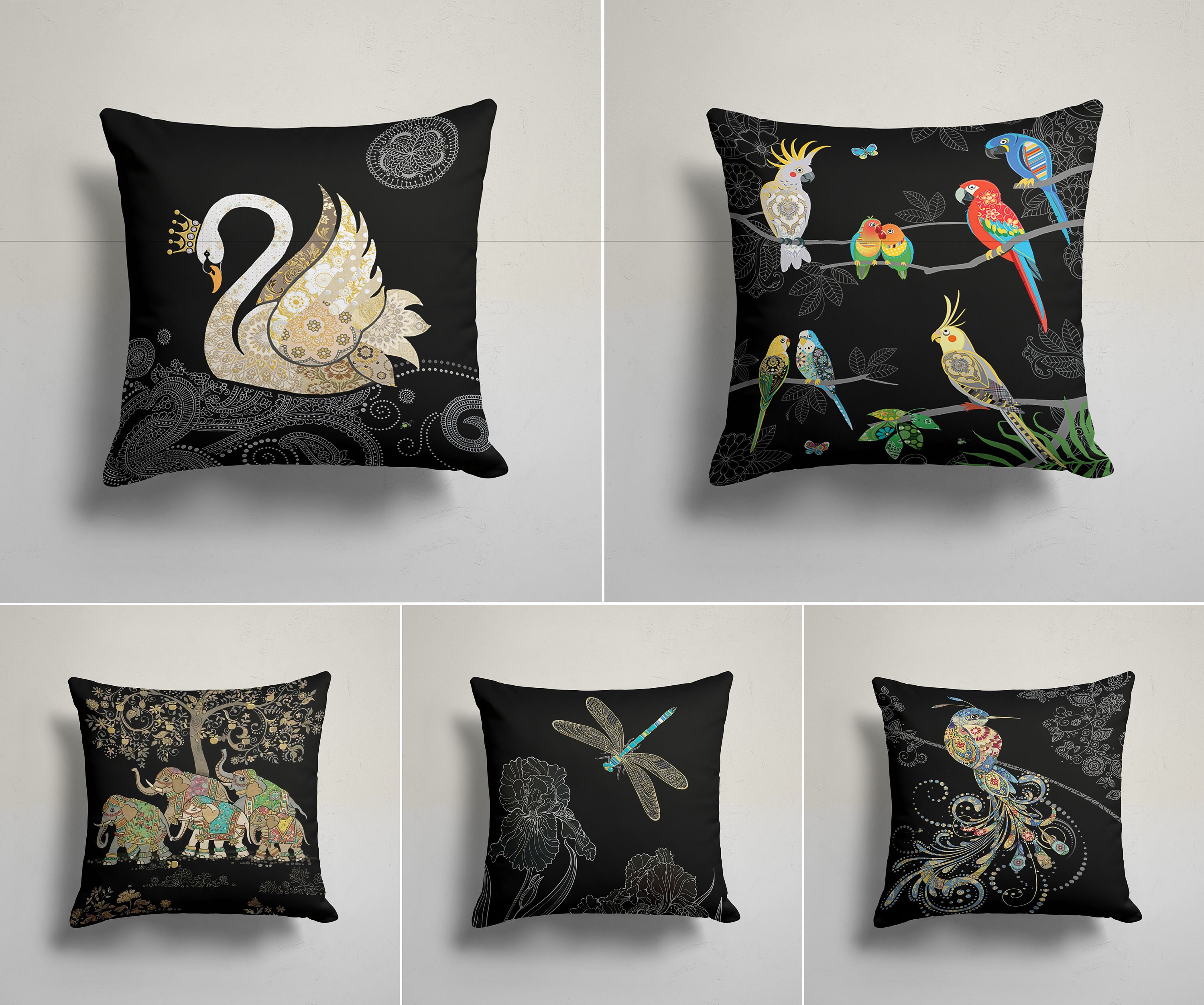 elephant print throw pillows