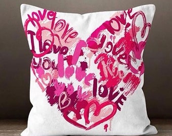 Heart Pillow Covers, With Love Pillow Covers, Red Umbrella Love