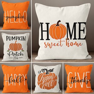 Hello Pumpkin Throw Pillow Cover, Pumpkin Throw Pillowcase, Pumpkin Decor , Farmhouse Throw Pillow Covers, Give Thanks Pillow, Happy Fall,