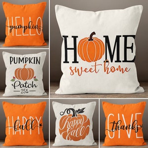 Hello Pumpkin Throw Pillow Cover, Pumpkin Throw Pillowcase, Pumpkin Decor , Farmhouse Throw Pillow Covers, Give Thanks Pillow, Happy Fall,