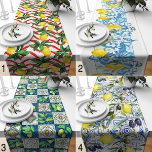 Mediterranean Table Runner: Lemon and Olive Table Decor
