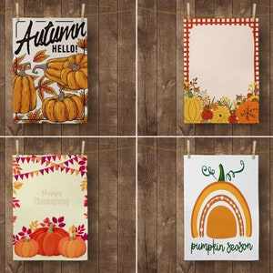 Set of 2, Pumpkin Kitchen Towel, Kitchen Textile, Orange & Green Hand Towel, Pumpkin Tea Towel, Fall Kitchen Decor, Dry Leaves Tea Towel