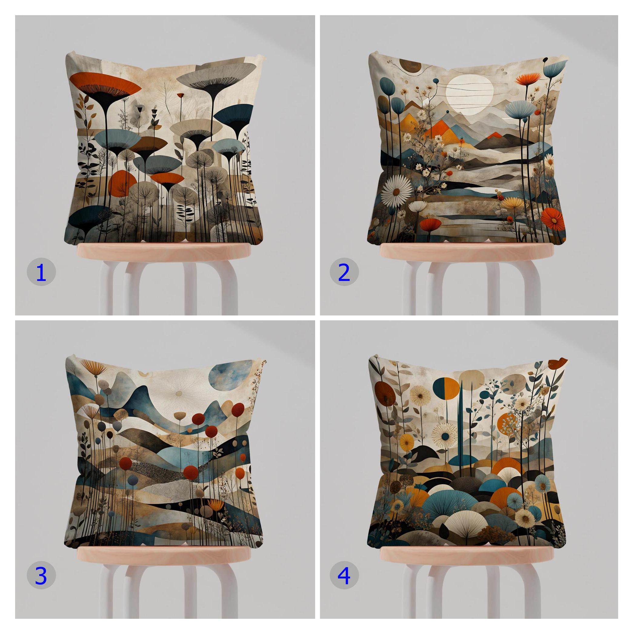 Abstract Landscape Pillow Covers, Boho Nature Inspired Cushion Covers, Minimalist Art Pillow Cases, Minimalist Nature Art Cushion Cover