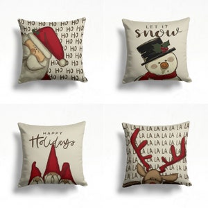 Federa per cuscino Let It Snow, federa per cuscino Winter Trend, cuscino con stampa Snow and Home, grazioso decoro con pupazzo di neve, cuscino con albero di pino e fiocco di neve