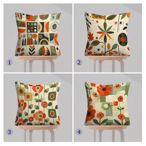 Mid-Century Modern Floral Pillow Covers, Retro Floral Pillow Cover, Vintage Flower Cushion Covers, 70s Inspired Floral Pillow Cases