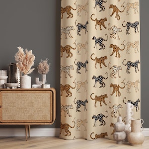 Leopard Print Curtains, Wild Animal Print Curtains, Jungle Inspired Curtain Panels, Safari Animal Print Drapes, Safari Chic Window Drapes
