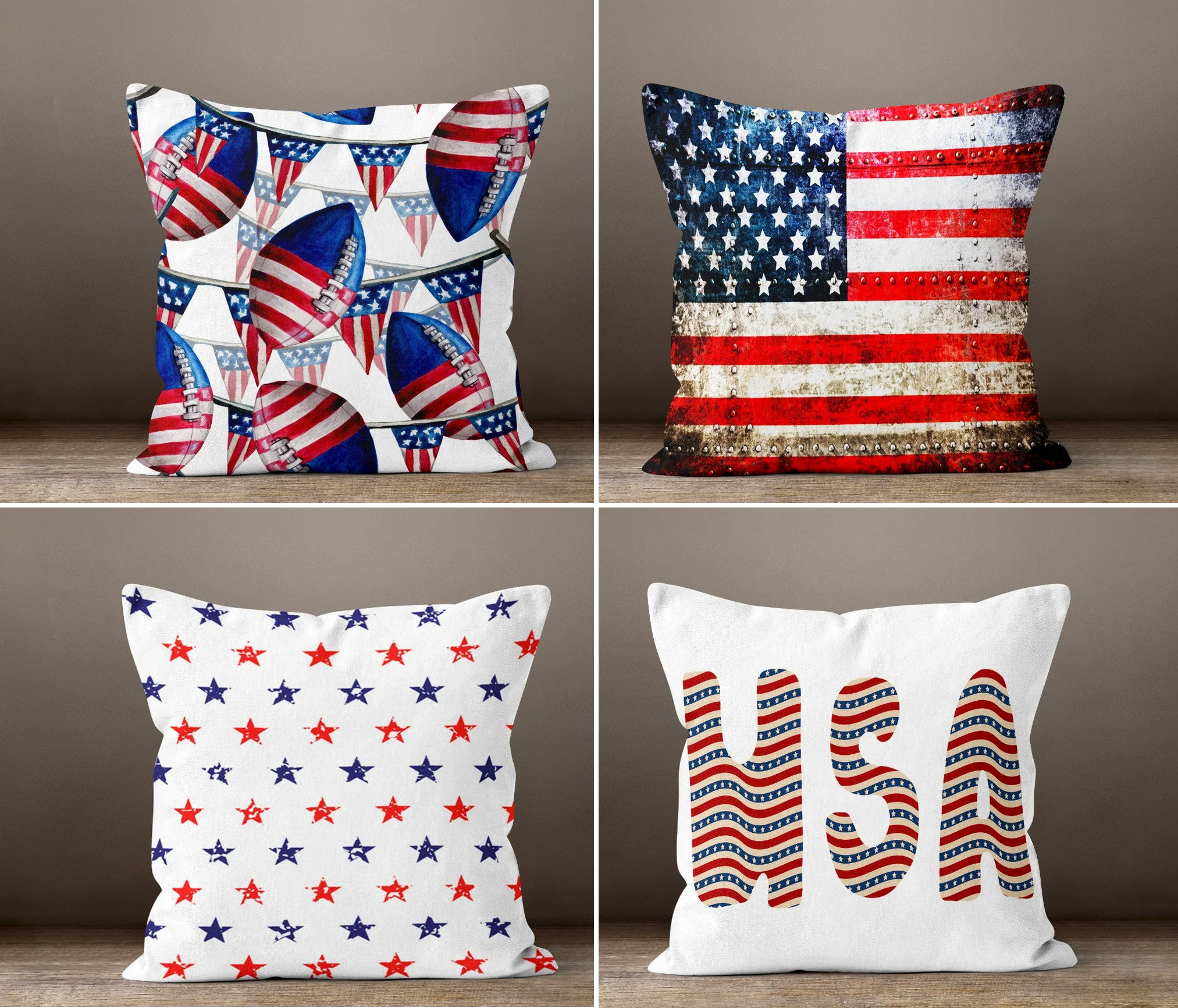 USA国旗クッションカバー American Flag Pillow Cover, USA Flag Pillow Cover, Heart Design