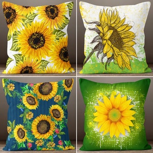 Sunflower Pillow Cover, Yellow Green Pillow Cover, Summer Trend Cushion Case, Decorative Pillow Case, Bedding Decor, Housewarming Pillow