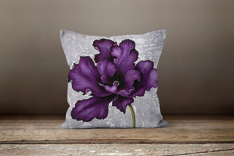 Purple Floral Pillow Cover Summer Trend Cushion Case Etsy