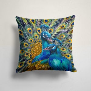 Pauw kussenslopen, kussenhoes, cadeau-ideeën, housewarming cadeau, kussenslopen voor buiten, pauw sierkussen, dierenprint woondecoratie