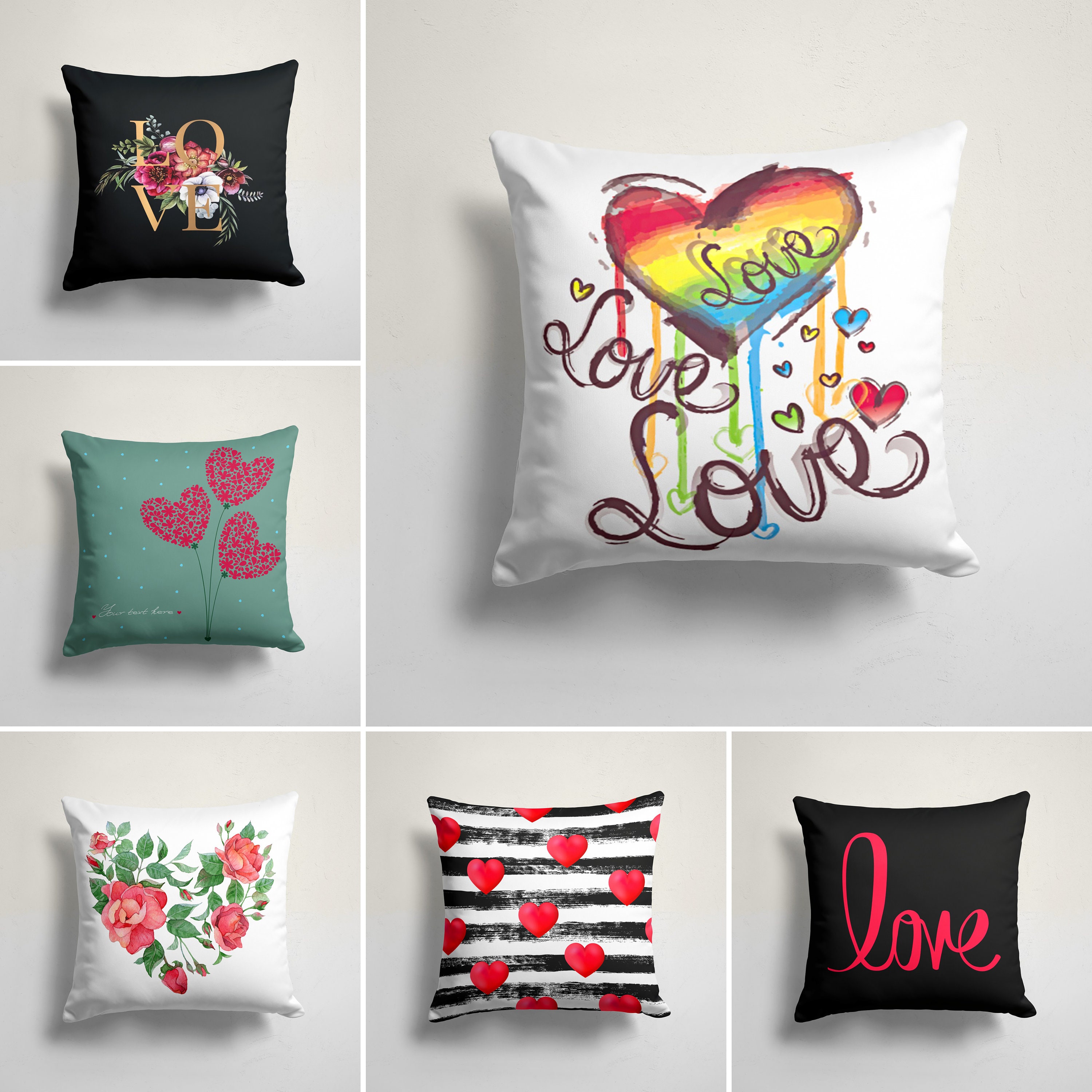 I Love You Pillow Covers, Heart Pillow Covers, Red Umbrella Love Collection  Throw Pillow, Valentine's Day Pillow Cases, Gift Ideas for Him - Etsy, image size:3000x3000