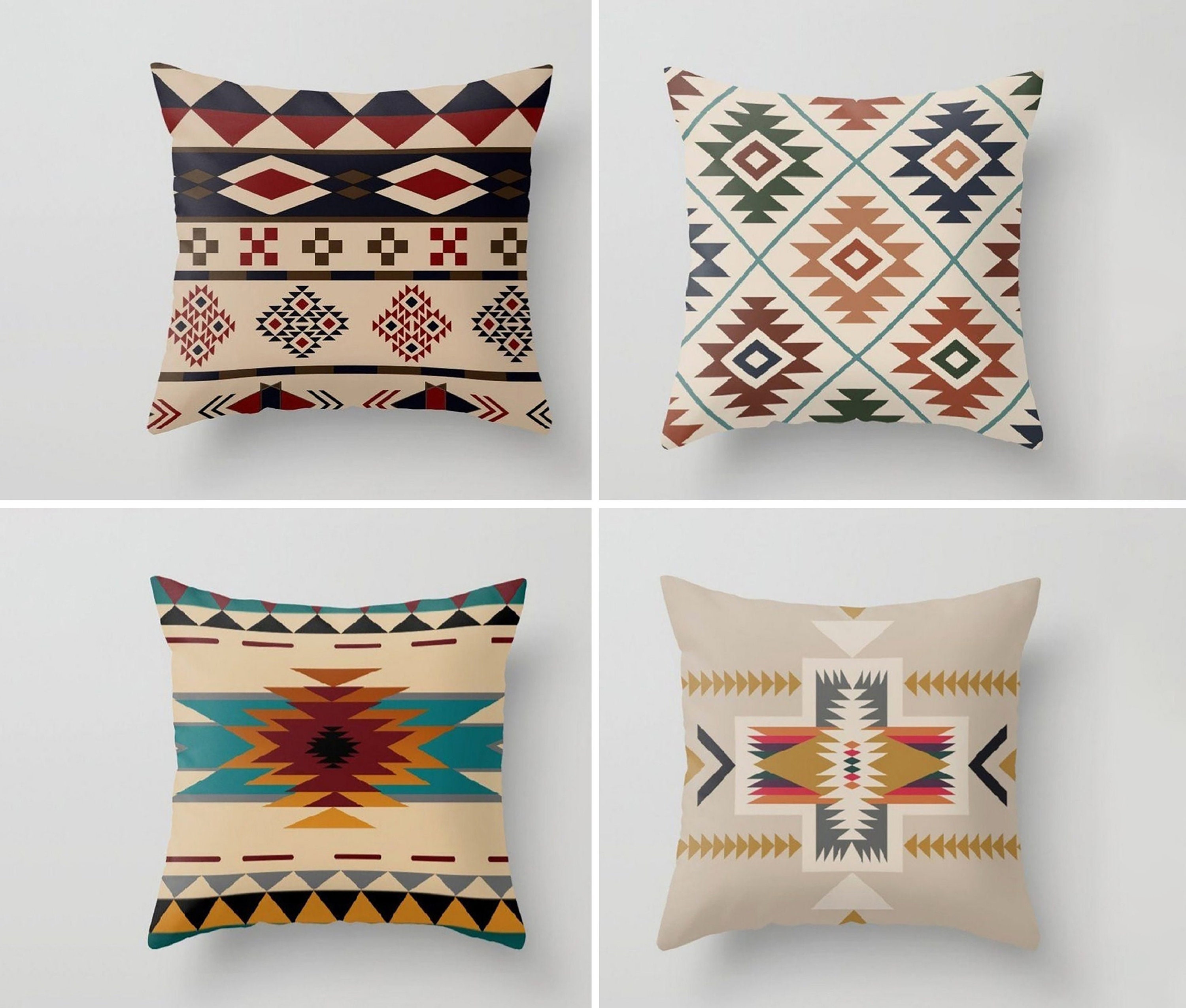 Ethnic Throw Pillow Case, Oriental Decorative Pillows, Western Throw Pillow  Cover, Ethnic Design Cushion, Native American Pillow, Boho Decor 