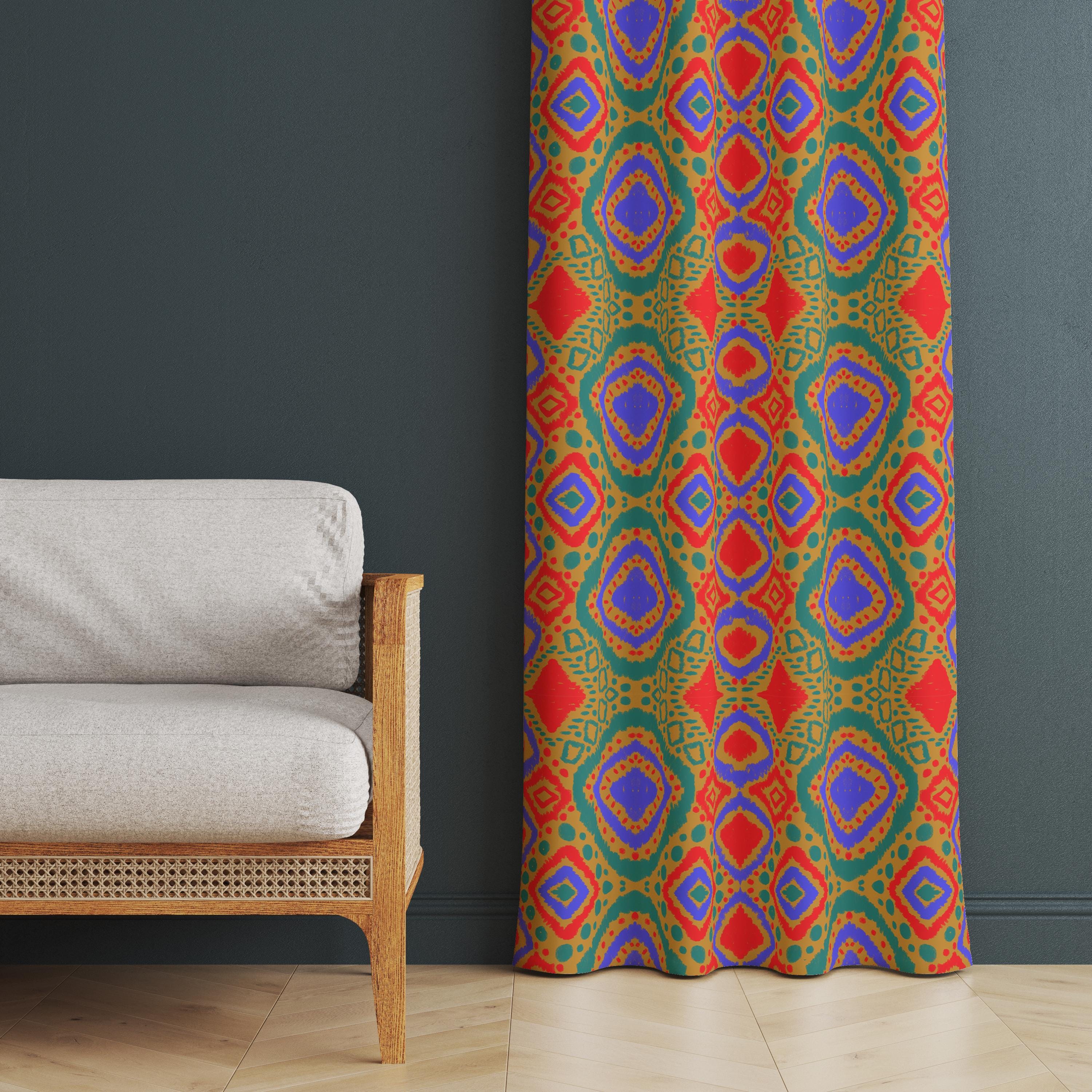Lebendige Marokkanische Geometrische Vorhänge, Boho Mandala Muster Fenster Vorhänge, Rot Blau Teal Gold WohnkulturFenster Vorhänge, Benutzerdefinierte Vorhang Panel