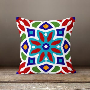 Tile Pattern Pillow Cover, Geometric Design Pillow Case, Decorative Pillow Case, Rustic Home Decor, Farmhouse Style Authentic Pillow Case