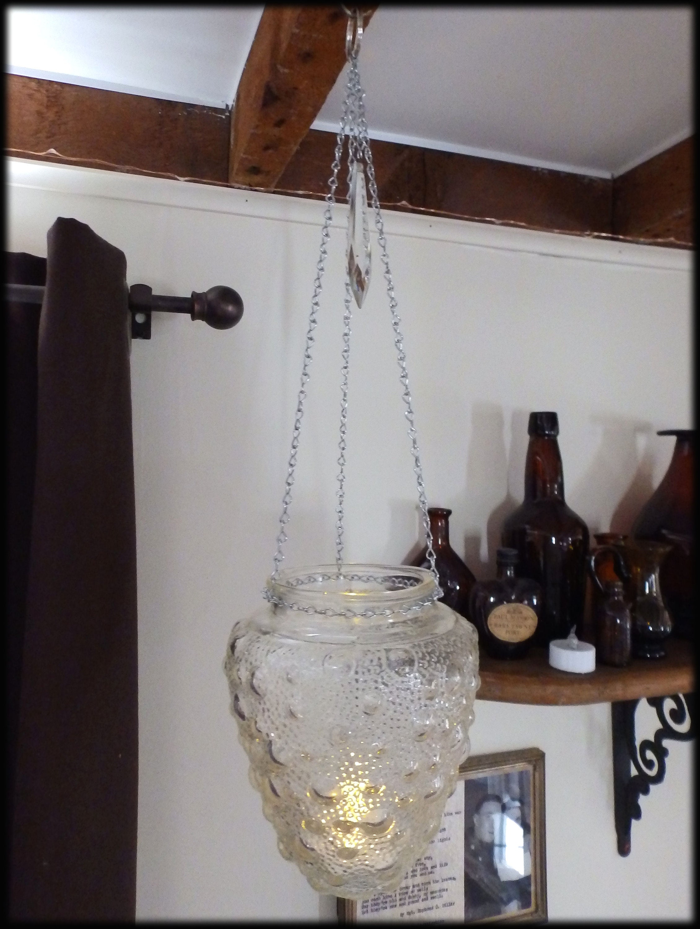 Vintage Bubble Glass Hanging Candle Holder Candelier Etsy