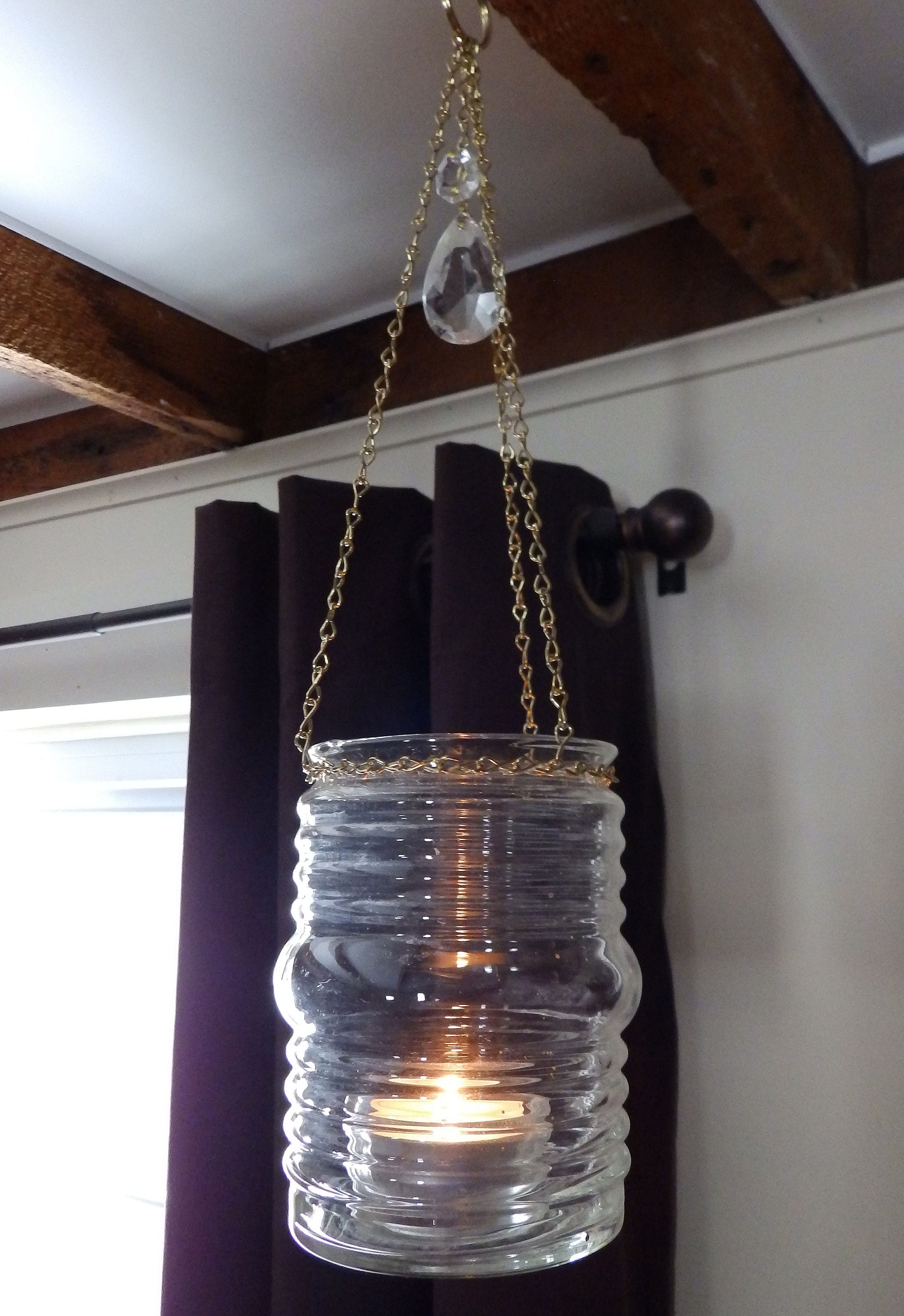 Ribbed Bubble Glass Hanging Candle Holder Light Shade Etsy