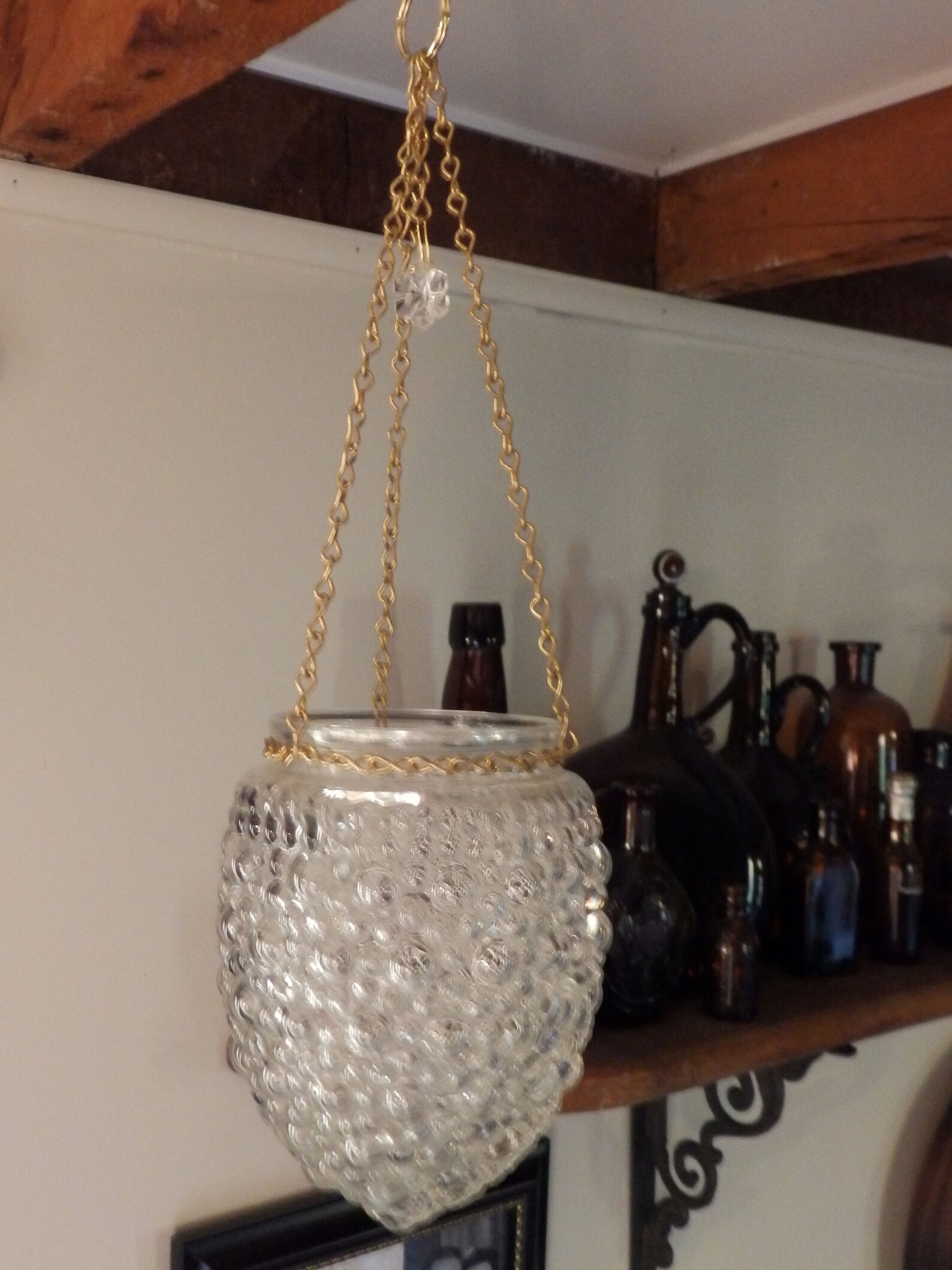 Vintage Bubble Glass Hanging Candle Holder Candelier lamp Etsy
