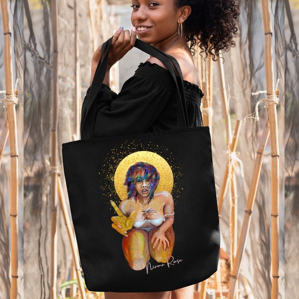 Tote bag Divine feminin,artistic tote bag,magical art bag,multidimensional art tote bag,Divine witch gift,feminine art tote bag,starseed