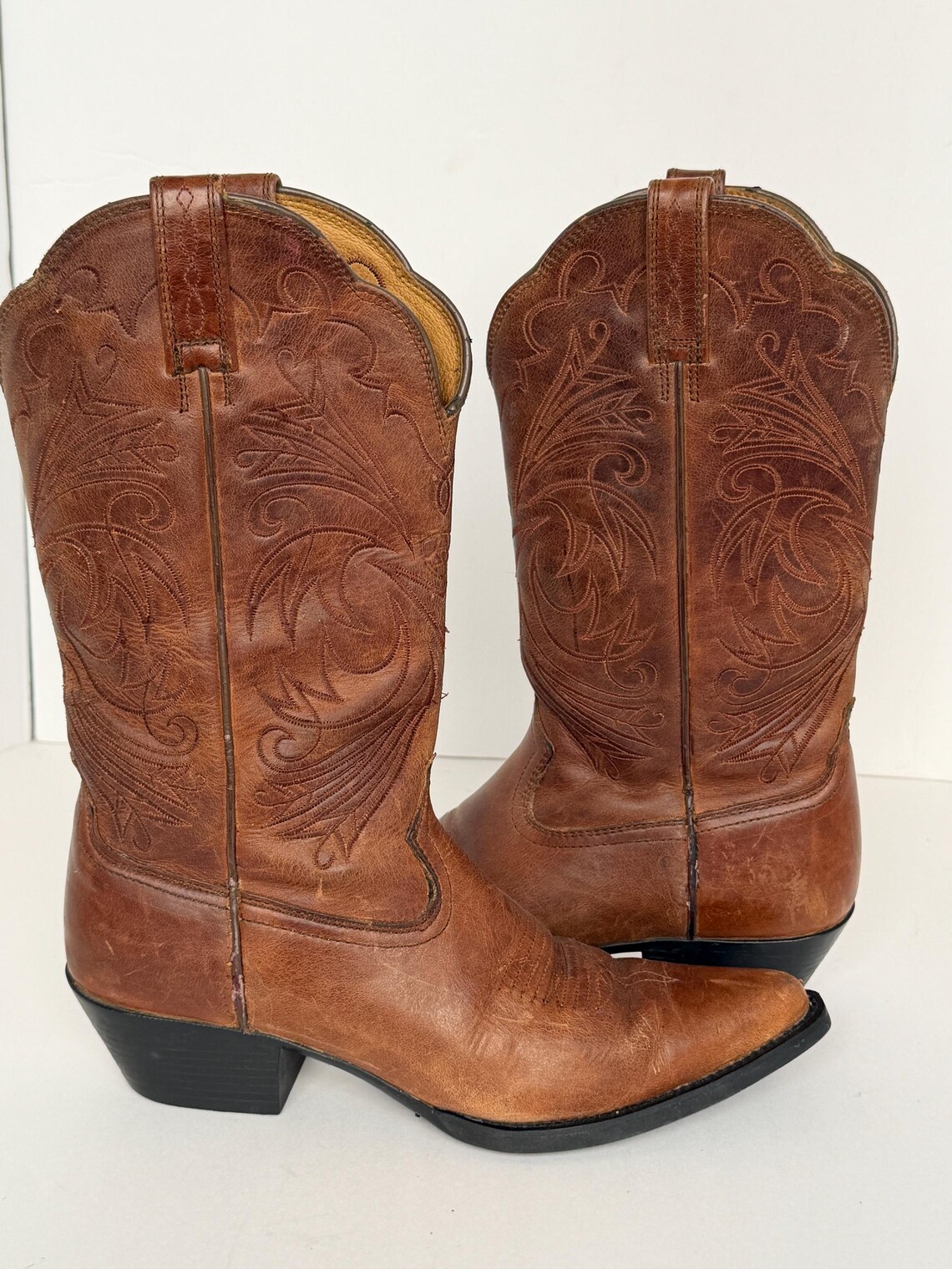 Ariat Heritage Western R-Toe Women's Distressed Brown Leather Cowboy Boots Sz 6, foto 1 di 5
