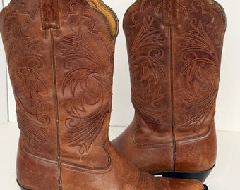 Botas vaqueras Ariat Heritage Western con puntera en R para mujer, de cuero marrón envejecido, talla 6