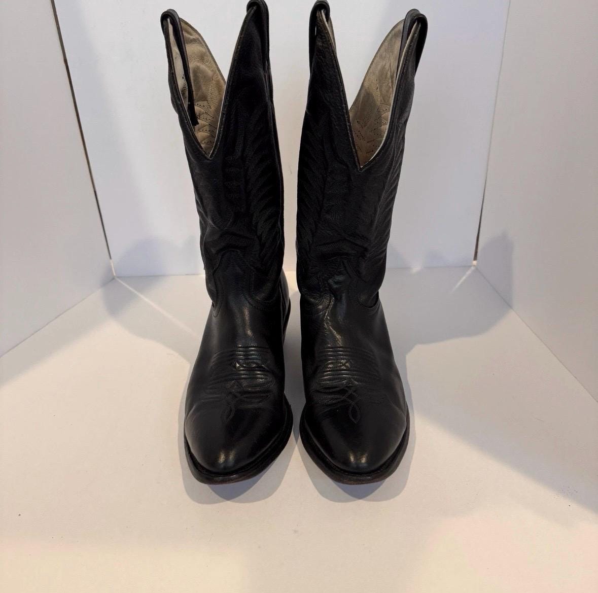 Boulet Canada Black Leather Cowboy Boots Style 9502 Men display picture 3