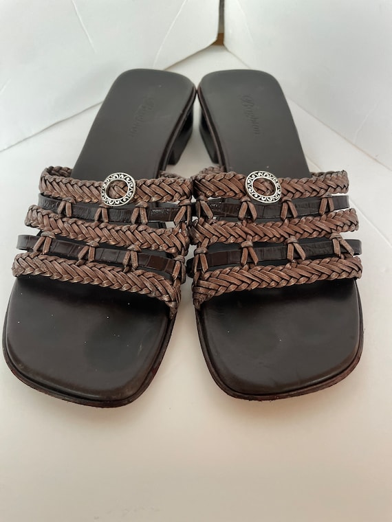 BRIGHTON Rita Sz 7.5 Brown Woven Leather Sandals S