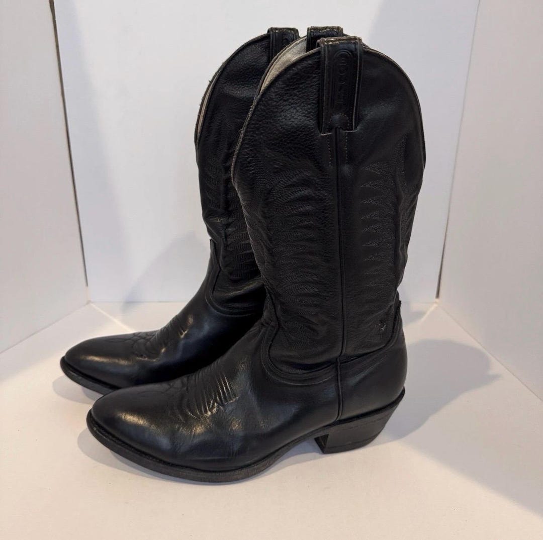 Boulet Canada Black Leather Cowboy Boots Style 9502 Men display picture 3