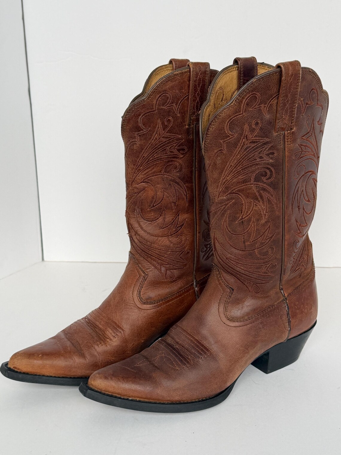 Ariat Heritage Western R-Toe Women's Distressed Brown Leather Cowboy Boots Sz 6, foto 3 di 5