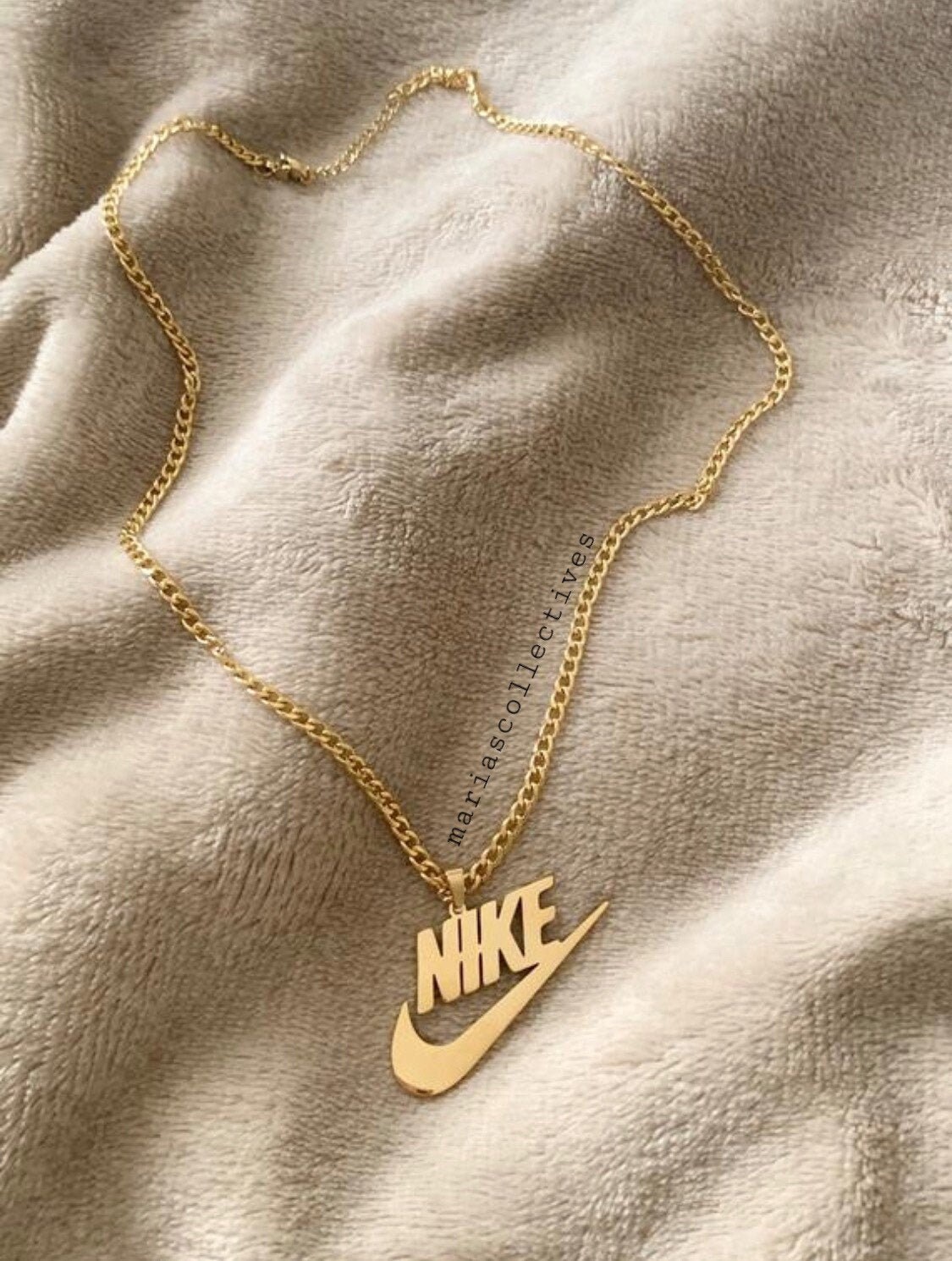 18k Gold Plated Nike Swoosh Necklace Etsy