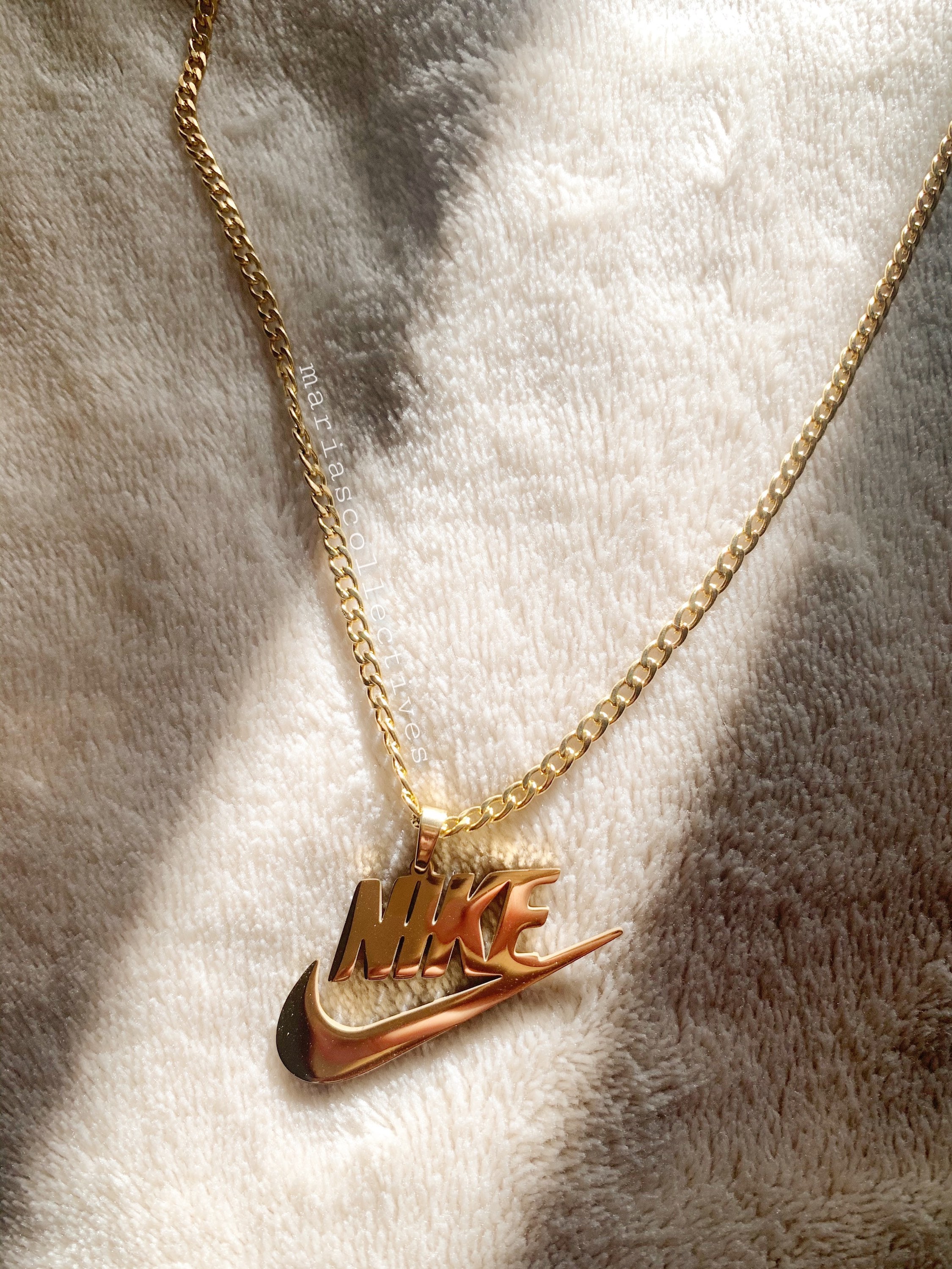 18k Gold Plated Nike Swoosh Necklace Etsy