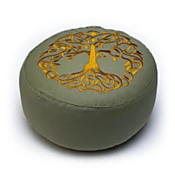 Meditationskissen, Baum des Lebens, grün, Bio-Baumwolle