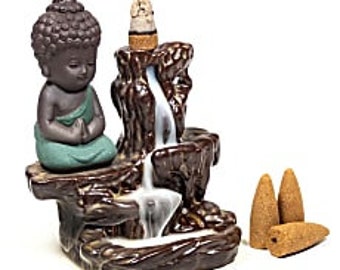 Rückfluss Wasserfall Weihrauchbrenner kleiner Buddha