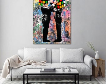 Graffiti Rubiks Cube Canvas Art Wall Art Print Picture Banksy Canvas Decor D93