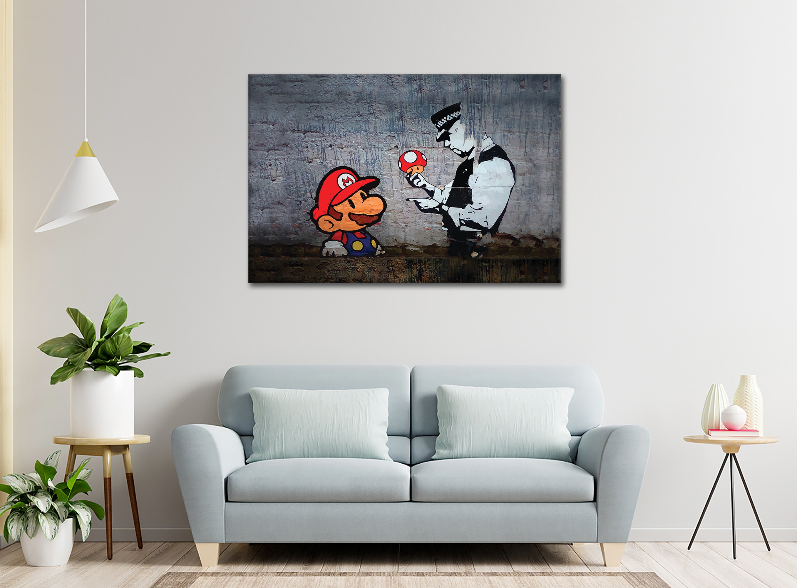 Banksy Mario Canvas Art Banksy Super Mario Wall Art Canvas Etsy