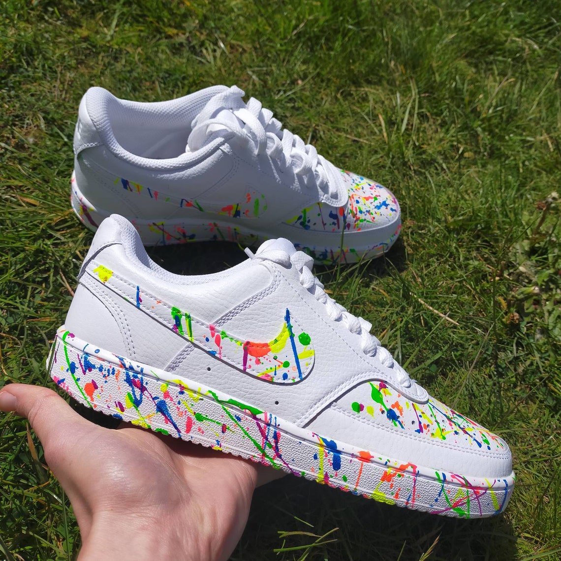Custom Nike Neon Paint Splatter Trainers Etsy