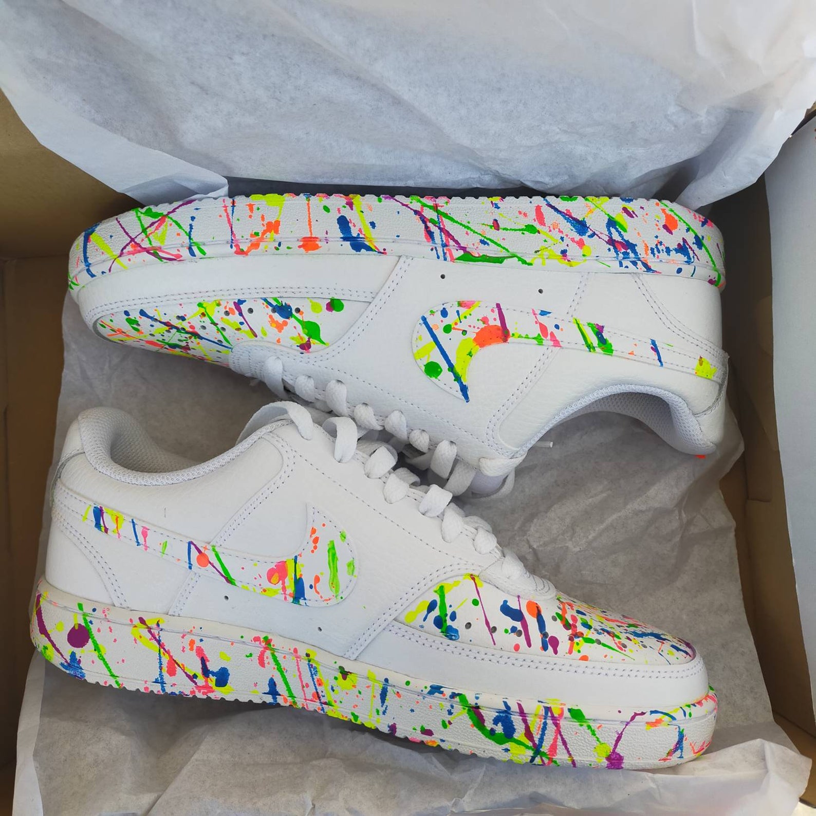 Custom Nike Neon Paint Splatter Trainers Etsy