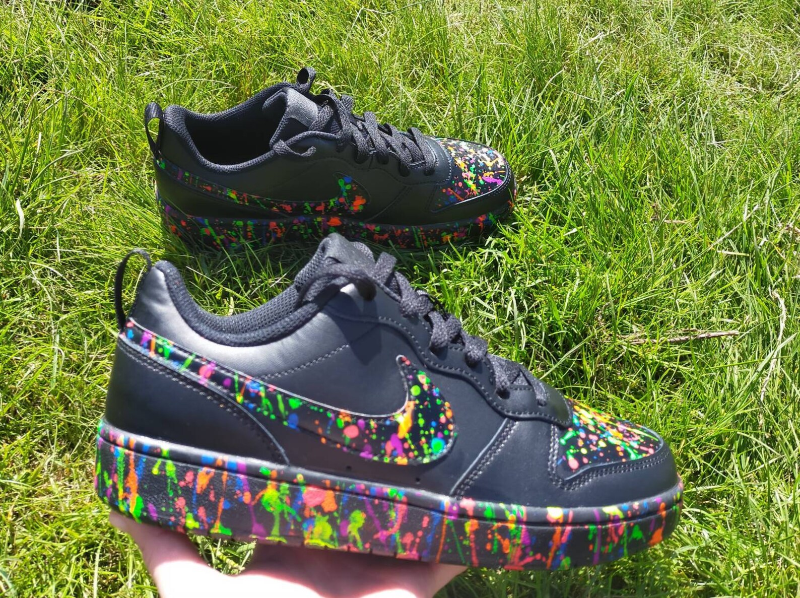 Custom Nike Neon Paint Splatter Trainers Etsy