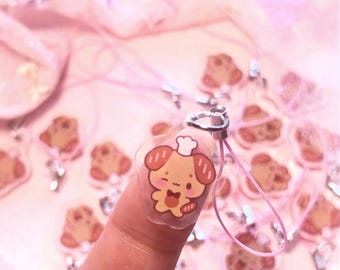 puppanko acrylic charm / puppy mini phone strap /  dog keychain