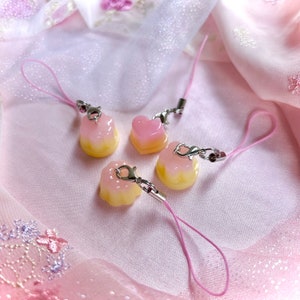 made to order cute little pink and yellow pudding phone charm / keychain  / charm / accessory