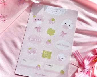 Strawberry splash Sticker Sheet, Journaling Laptop Water Bottle Decals