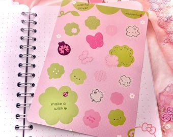 Lucky Ladybug & Clover Sticker Sheet – Kawaii Planner Stickers