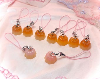 cute little caramel or pink  pudding phone charm / keychain  / charm / accessory
