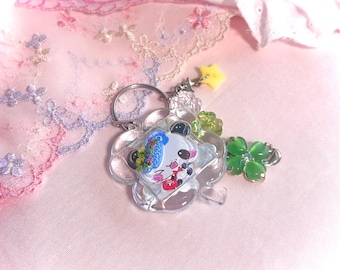 Heisei Retro Panda Heart Keychain, Trinket charm