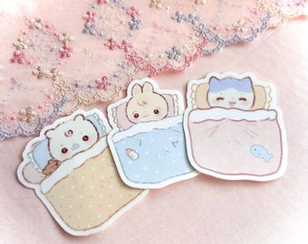 Sleepy baby animals stickers / bunny / hamster / cat sticker